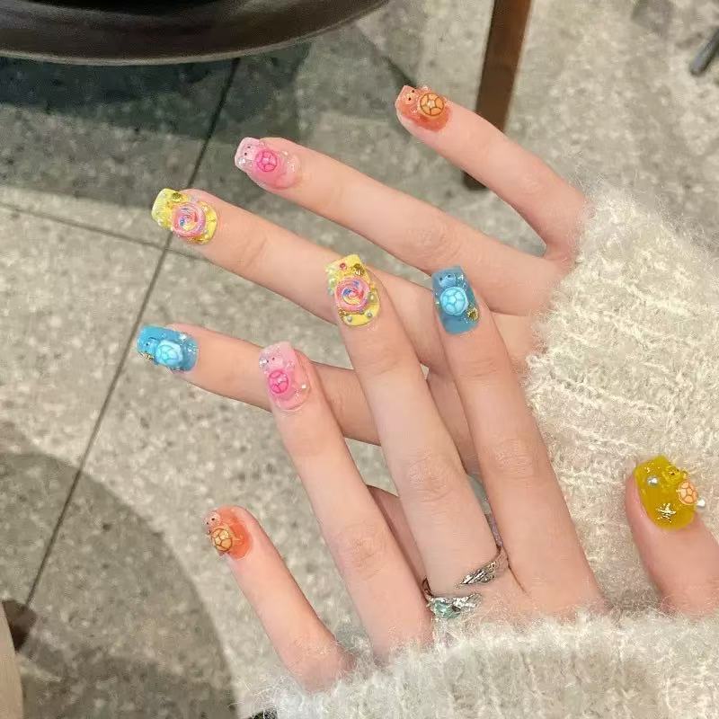Nail Art Quirky - 100 Mini Colorful Turtle Resin Charms