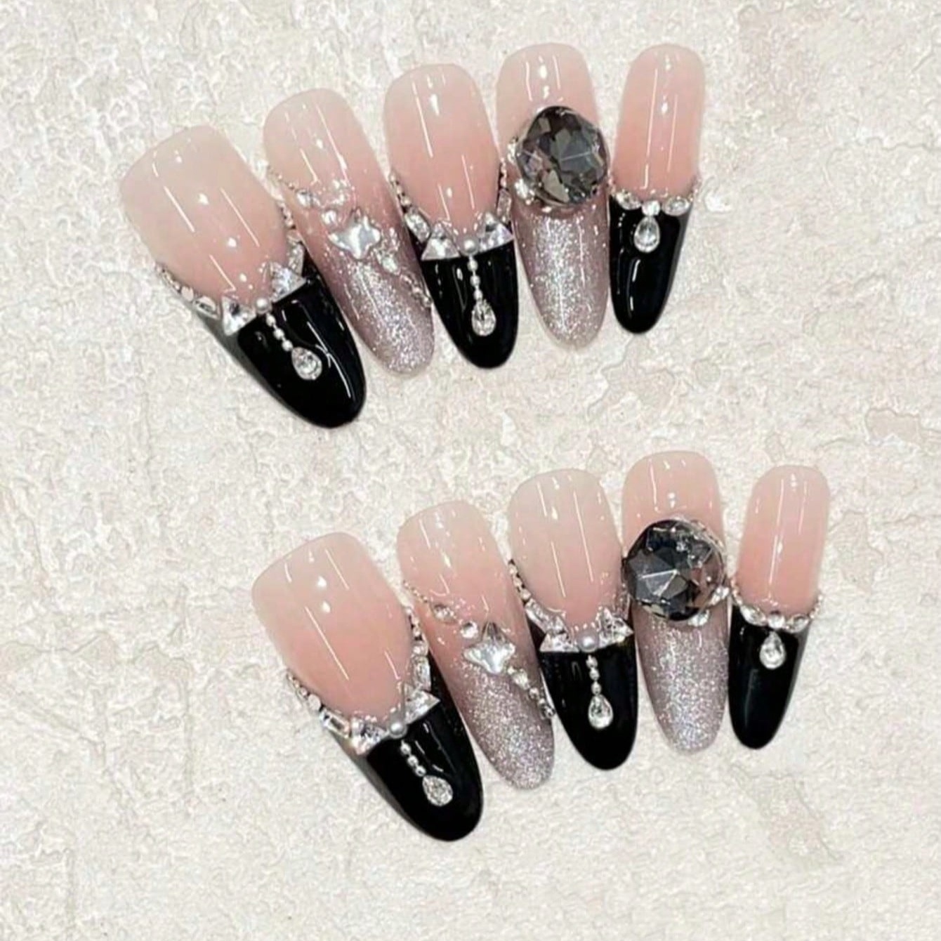 10pcs Long Coffin Nude Black F - огляд і ціна Nail Art Quirky