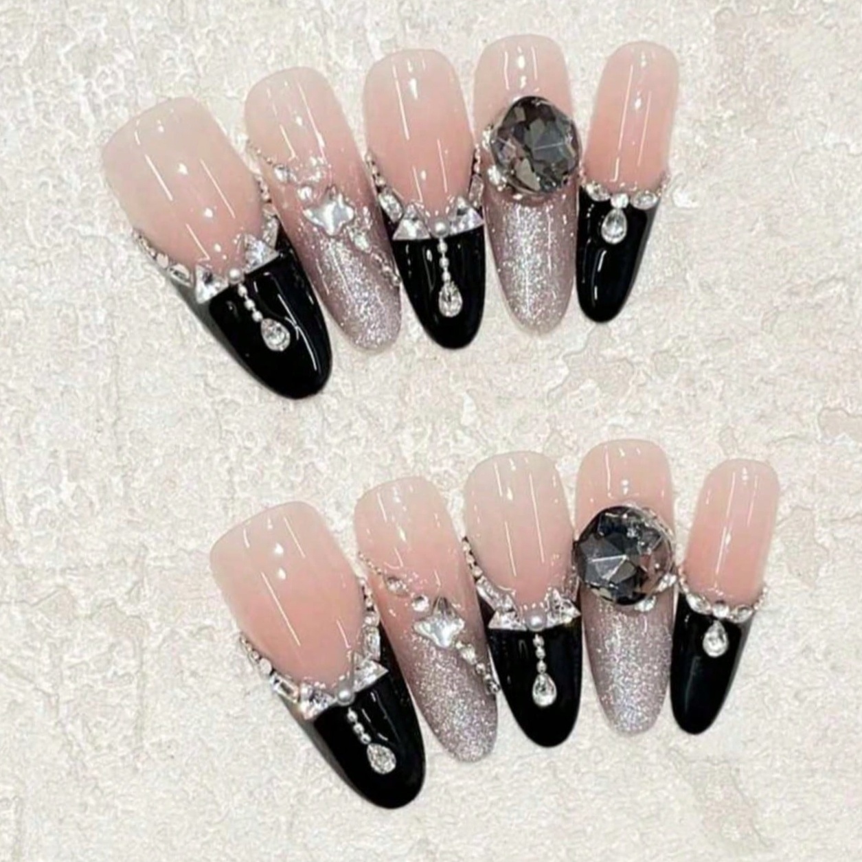 10pcs Long Coffin Nude Black F - огляд і ціна Nail Art Quirky