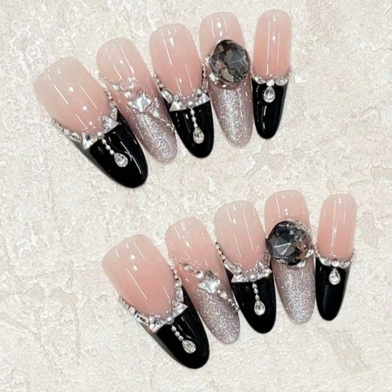 10pcs Long Coffin Nude Black F - огляд і ціна Nail Art Quirky