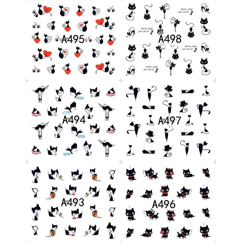 12pcs Black Cat Stickers Nail  - огляд і ціна Nail Art Valentines Day