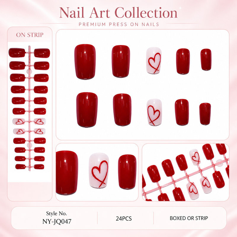 24Pcs Short Square Glossy Vale - огляд і ціна Nail Art Valentines Day