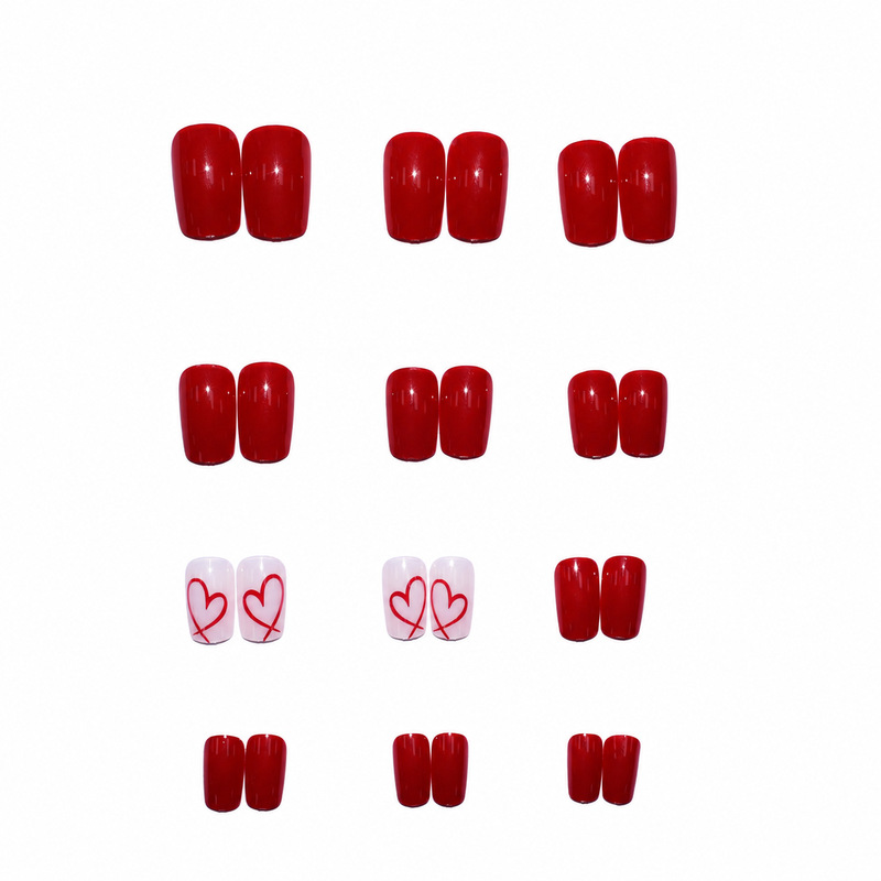 24Pcs Short Square Glossy Vale - огляд і ціна Nail Art Valentines Day