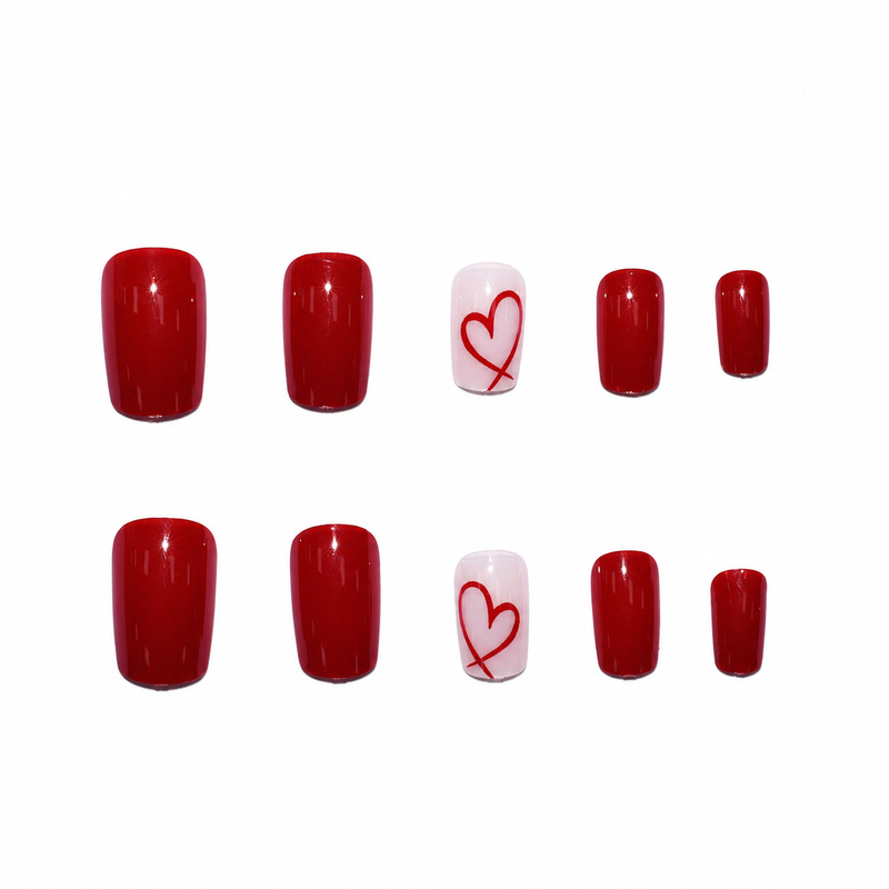 24Pcs Short Square Glossy Vale - огляд і ціна Nail Art Valentines Day