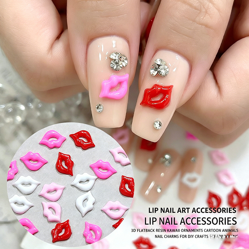 100 pcs Mixed Colors Resin Lip - огляд і ціна Nail Art Valentine